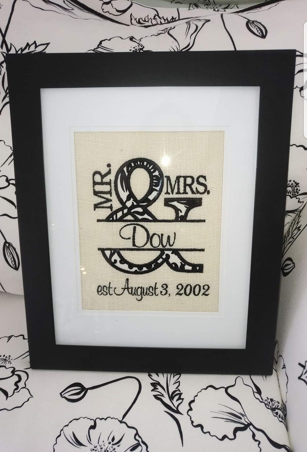 Arte de pared enmarcable de arpillera para bodas