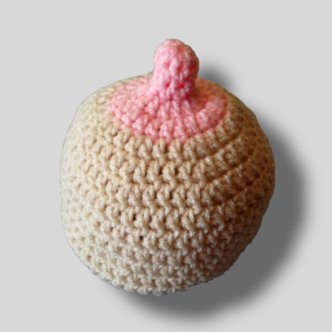 Breastfeeding Beanie in Cream & Pink